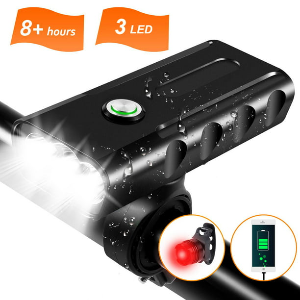 4Pcs Cycling Bicycle Bike Head Front Lamp With USB Rechargeable Tail Clip Light 